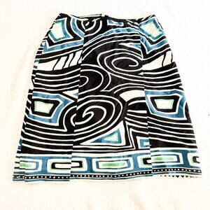 Linda Allerd Ellen Tracy Black White Patterned Striped Skirt Size 6 Petite